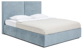 Pat matrimonial albastru tapițat cu spațiu de depozitare cu somieră 180x200 cm Thessa Bold – Bonami Selection