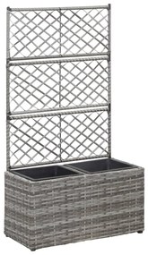 vidaXL Strat înălțat spalier 2 ghivece, gri, 58x30x107 cm, poliratan