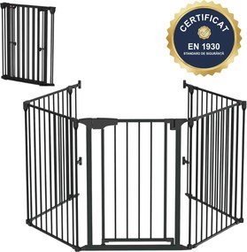 Gard de siguranta pentru copii si animale Kidizi Arven, 5 panouri modulare pliabile, portita cu deschidere in ambele sensuri si autoinchidere, design flexibil