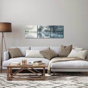 Tablou cu natura iarna (cu ceas) (90x30 cm)