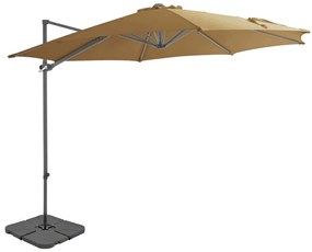 vidaXL Umbrelă de soare de grădină, bază portabilă, taupe