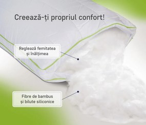 Perna Green Future NATURE, cu umplutura bambus si bilute fibra siliconica, 45 x 65 cm, Alb