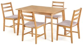Set de sufragerie 1 + 4 CORDOBA, masa in decor stejar + scaune cu tapiterie bej