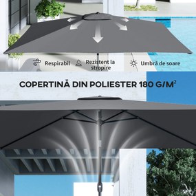 Outsunny umbrelă dreptunghiulară reglabilă balcon mare impermeabilă parasolar dreptunghiular portabil pentru exterior umbrele umbră soare oblong | Aosom Romania