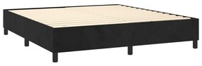 Pat box spring cu saltea, negru, 160x200 cm, catifea Negru, 160 x 200 cm, Design simplu