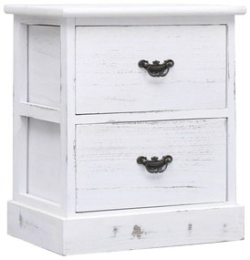 284061 vidaXL Noptiere, 2 buc., alb, 38 x 28 x 45 cm, lemn de paulownia