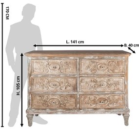 Comoda bej, din lemn masiv, aspect vintage, Fleuron