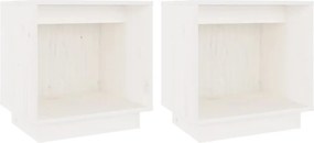vidaXL Noptiere, alb, 2 buc., 40x30x40 cm, lemn masiv de pin