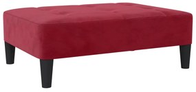 Canapea extensibila 2 locuri, cu taburet, rosu vin, catifea Bordo, Cu suport de picioare