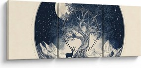 Tablou – Arbore magic cu cerb I. (cu ceas) (90x30 cm)