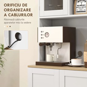 HOMCOM Mobilier Bufet Bucătărie pentru Cuptor cu Microunde cu Rafturi și Suport Condimente Alb | Aosom Romania