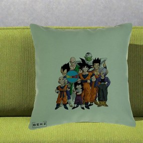Perna Personalizata Dragon Ball Z Grup Complet, 40x40 cm, Verde, Husa Detasabila, Perna Inclusa, BEKZ®