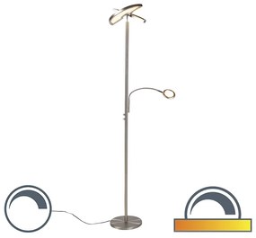 Lampă de podea modernă din oțel cu lampă de citire incl. LED - Moderno II