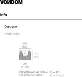 Ghiveci plante design decorativ exterior/interior Organic round 51x40cm