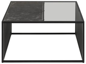 Măsuță de cafea neagră cu blat din sticlă 80x80 cm Strington – Actona