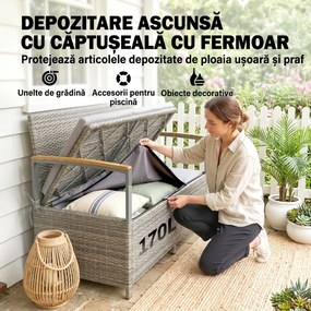 Outsunny bancă ladă poliratan împletit | Aosom Romania