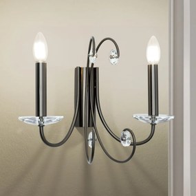 Aplica de perete stil clasic cu cristal K9 ARIANE2L nickel inchis