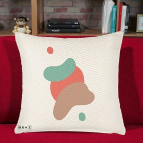 Perna Decorativa Abstract Forme Fluide Coral, 40x40 cm, Crem Reliefat, Husa Detasabila, Perna Inclusa, BEKZ®