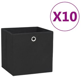 Cutii depozitare, 10 buc., negru, 28x28x28 cm, material netesut 10, Negru, 1, 10