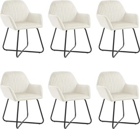 vidaXL Scaune de bucătărie, 6 buc., crem, catifea