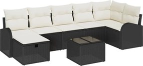 vidaXL Set de canapele pentru grădină cu pernă 8 pcs Negru Rattan poli