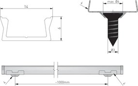 Set profil LED aplicat Glax Mini GTV, din aluminiu, negru mat, cu dispersor opac, 2 m L:2000 mm; l:14 mm; H:6 mm, Aluminiu, Negru Opac, Glax Mini, 10