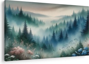 Tablou - Peisaj forestier cu ceață (90x60 cm)
