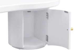 Măsuță de cafea asimetrică cu spațiu de depozitare, pentru living și birouri, 100x60x37 cm, Alb