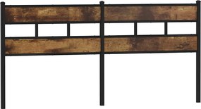 vidaXL Tăblie de pat de schimb, stejar fumuriu, 193 cm, fier și lemn prelucrat