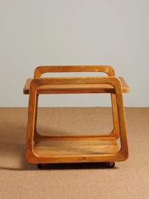 Masuta de cafea, din lemn de mango, cu tava detasabila si roti, Trapeze