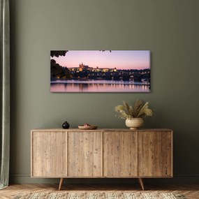 Tablou cu palatul din Praga și Vltava (120x50 cm)