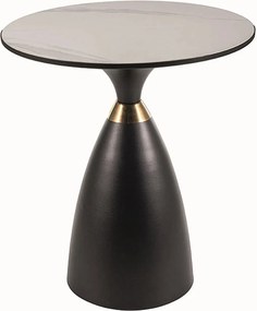 Masuta cafea GEMINI, alb lucios/negru mat, ceramica/metal, 50x56 cm