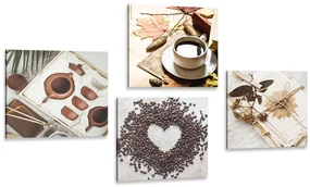 Set tablouri natura moartă de cafea