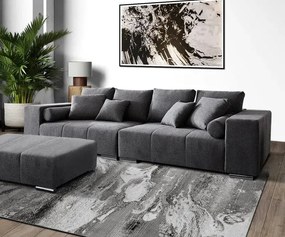 Canapea extensibilă dumonde cu ladă de depozitare si sezut confortabil din spuma high-density, Marbela Enjoy Graphite XXL 295x100 cm cu taburet inclus