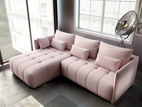 Colțar extensibil dumonde cu ladă de depozitare si sezut confortabil din spuma high-density, Malta Enjoy Flamingo 235x185 cm