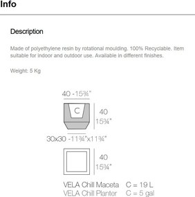 Ghiveci plante / Jardiniera de flori design decorativ modern pentru amenajari interioare si exterioare, VELA CHILL PLANTER 54073R Vondom