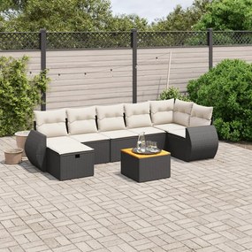 3265067 vidaXL Set mobilier de grădină cu perne, 8 piese, negru, poliratan