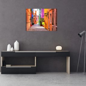 Tablou pe sticlă - Casa colorată în Burano, Veneția (70x50 cm)