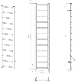 Sapho - Radiator de baie DINA 278 W, 30 x 138 cm, negru mat