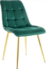 Scaun tapitat stofa verde CHIC, catifea/metal, 50x58x88 cm