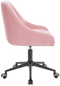 HR920K Scaun Roz Pudra din Catifea cu Bază Neagră
