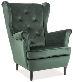 Fotoliu tapitat catifea Culoare Verde / Wenge, LADY VELVET