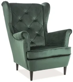 Fotoliu tapitat catifea Culoare Verde / Wenge, LADY VELVET
