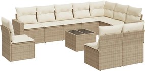vidaXL Set canapele de grădină cu perne, 11 piese, bej, poliratan