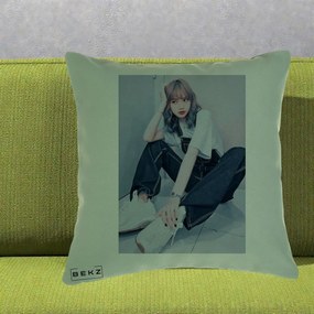 Perna Personalizata K-pop BLACKPINK Lisa, 40x40 cm, Verde, Husa Detasabila, Perna Inclusa, BEKZ®