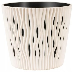 Ghiveci decorativ de flori, rotund, crem, 22.5x19.2 cm, Sandy Round