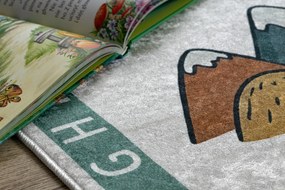 BAMBINO 61420 covor lavabil Grădină Călătorie, alfabet, numere pentru copii anti-alunecare - crem / verde