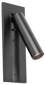 Aplica cu reader LED directionabil stil minimalist GABO USB C negru