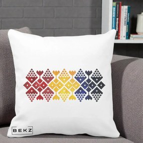 Perna Personalizata Motiv Tricolor Romanesc Broderie, 40x40 cm, Alba Mata, Husa Detasabila, Perna Inclusa, BEKZ®
