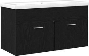 vidaXL Dulap de Baie Stejar Negru 90 x 38,5 x 46 cm Lemn compozit